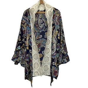 UMGEE Paisley Bell Sleeve Kimono Large